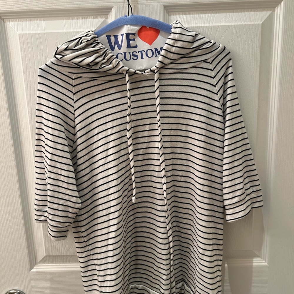 NWOT hooded striped shirt.
